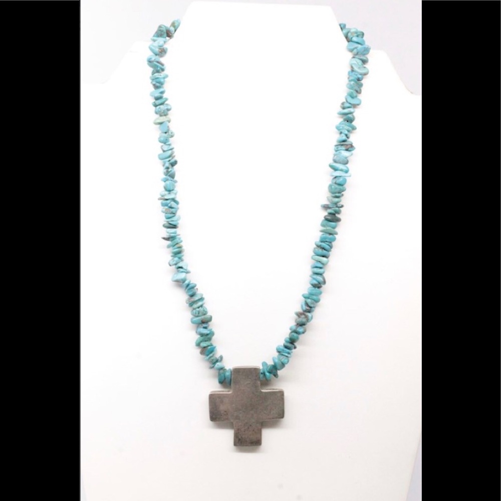 Vintage sterling silver cross turquoise